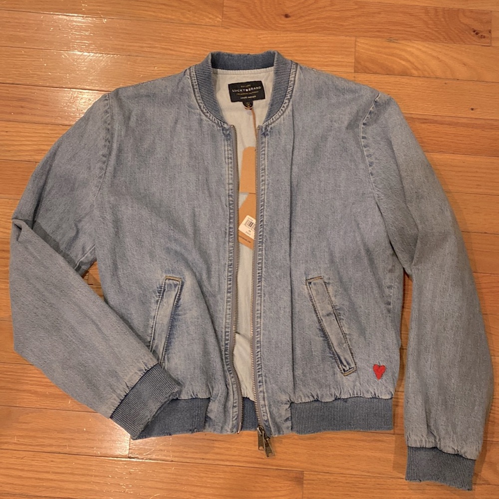 Lucky women’s denim bomber jacket NWT